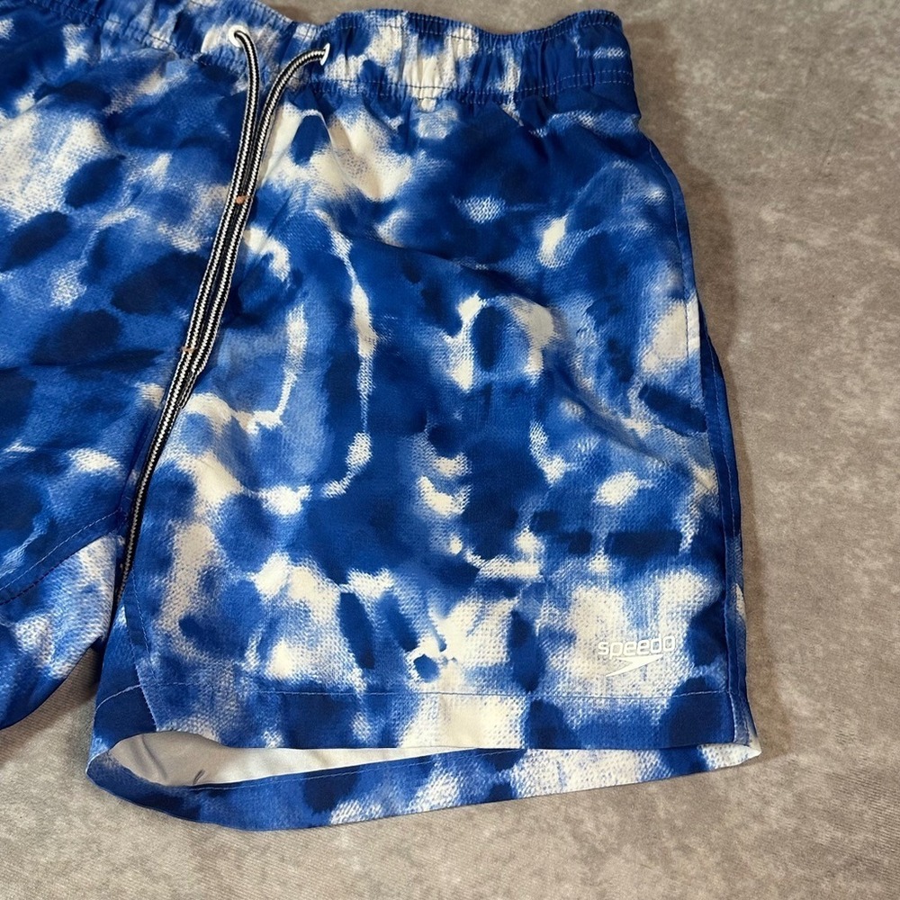 Speedo Swim Trunks Mens Small Blue White Tie Dye Board Shorts Mesh Lined 7784578 - Picture 2 of 9
